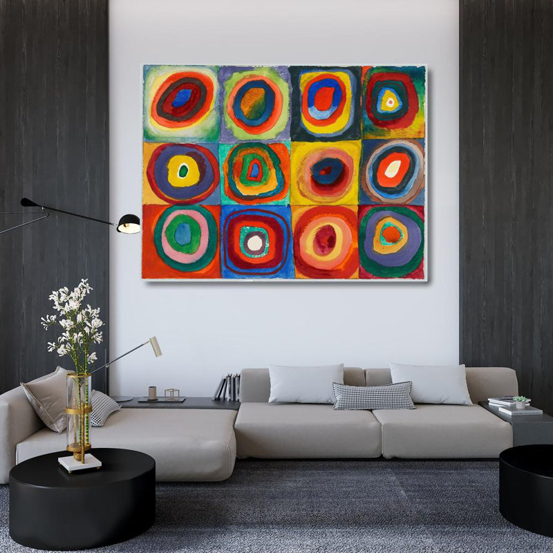 «Squares with Concentric Rings» par Wassily Kandinsky - Art mural sur toile tendue avec châssis, H 48 po x l 33 po