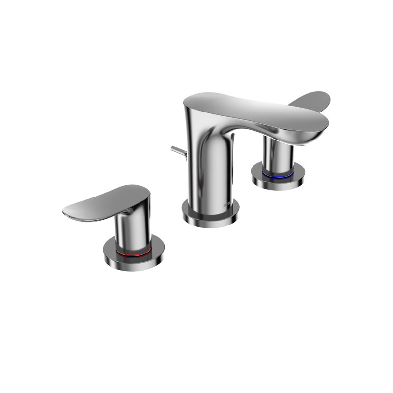 Double Handle Bathroom Faucet with Drain Assembly, Polished Chrome