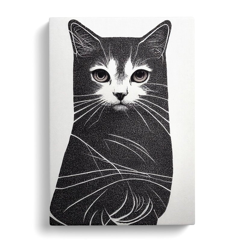 Cat Stippling - Wrapped Canvas, 60cm H x 40cm W x 3cm D