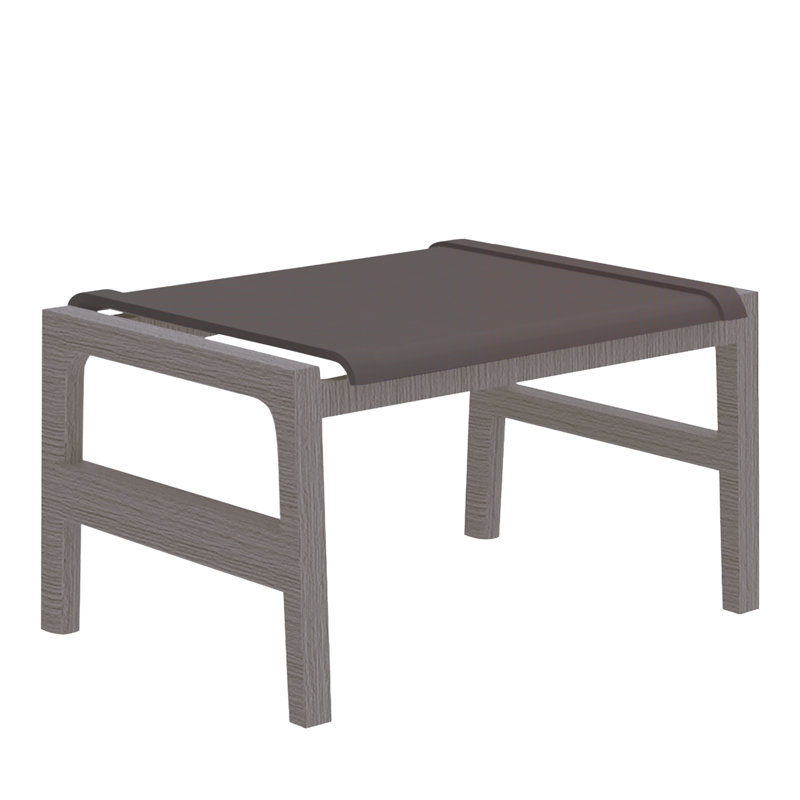 Repose-pieds Seashore en bois gris ardoise avec toile grise, Noir, Noir