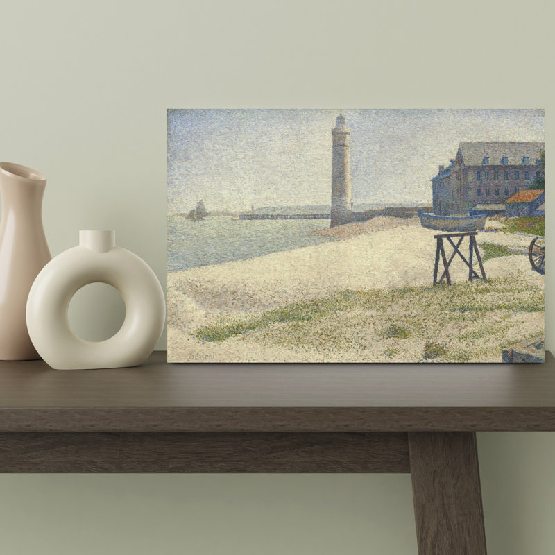The Lighthouse At Honfleur Classic Impressionist Abstract Coastal Wall Art Print by Georges Seurat - Wrapped Canvas Print