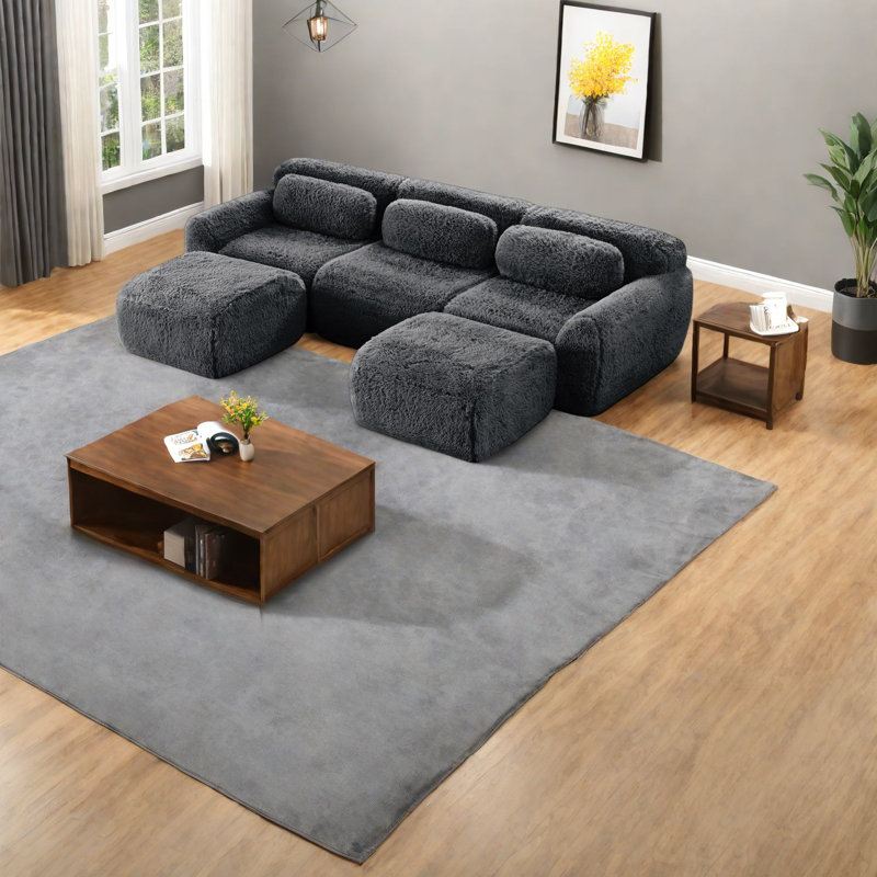 Canapés ergonomiques en forme de U, tissu moelleux, conception antidérapante, polyvalence à la maison