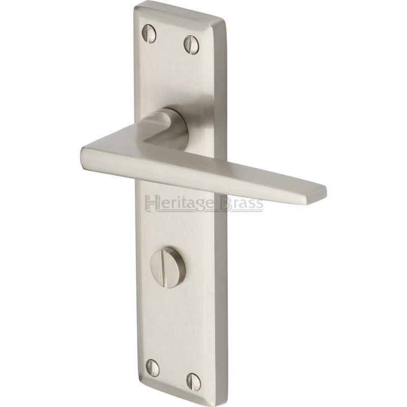 Heritage Brass Heritage Door Handle for Bathroom Kendal Design, Satin Nickel