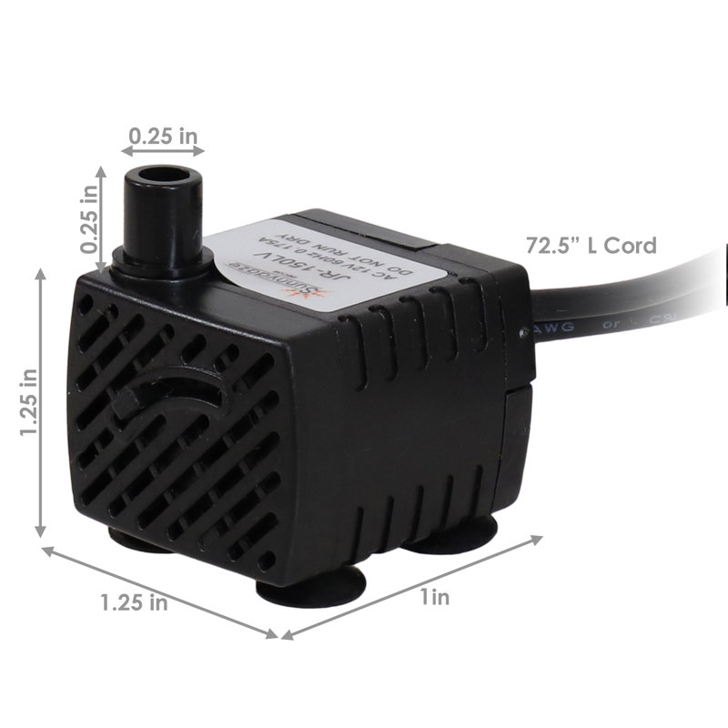Pompe électrique submersible Anya 40 GPH pour fontaines de table avec lumière DEL multicolore et transformateur, 12 watts