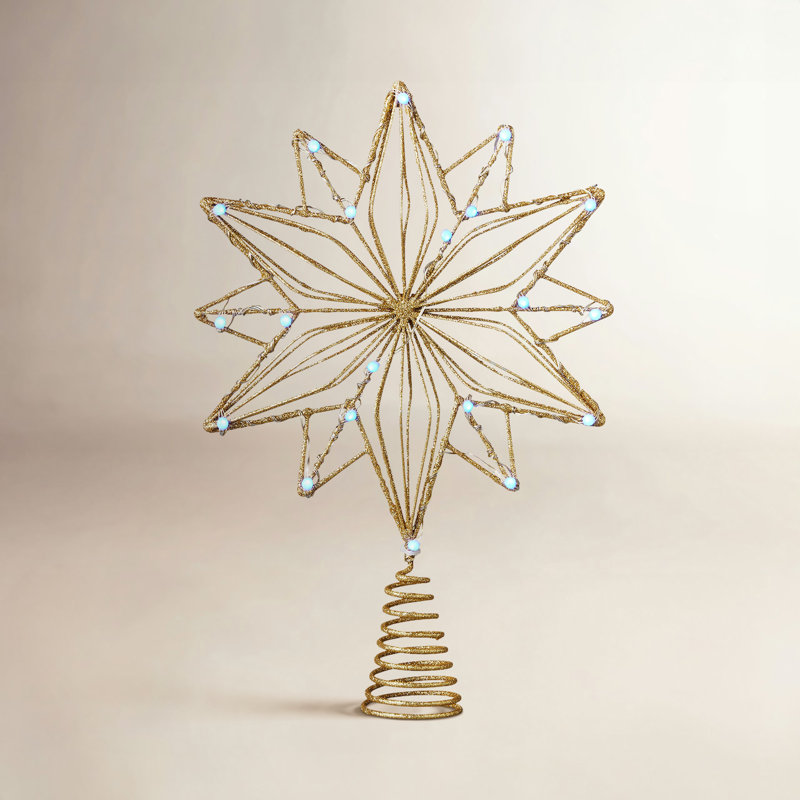 Décoration pour sommet d'arbre en cuivre à base d'étoiles Vivvi, 8 po, 20 DEL
