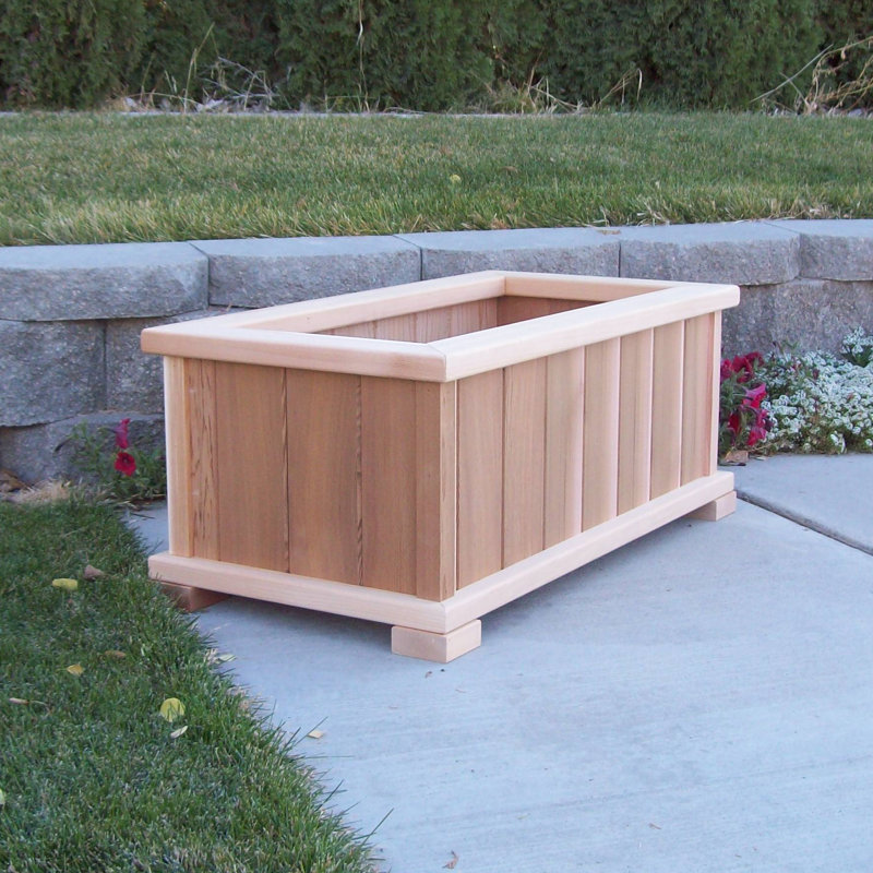 Bunceton Handmade Wood Planter Box, 17" H x 41" W x 21" D, Unstained