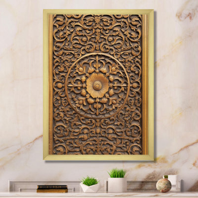 Vintage Carved Wooden Door On Canvas Print