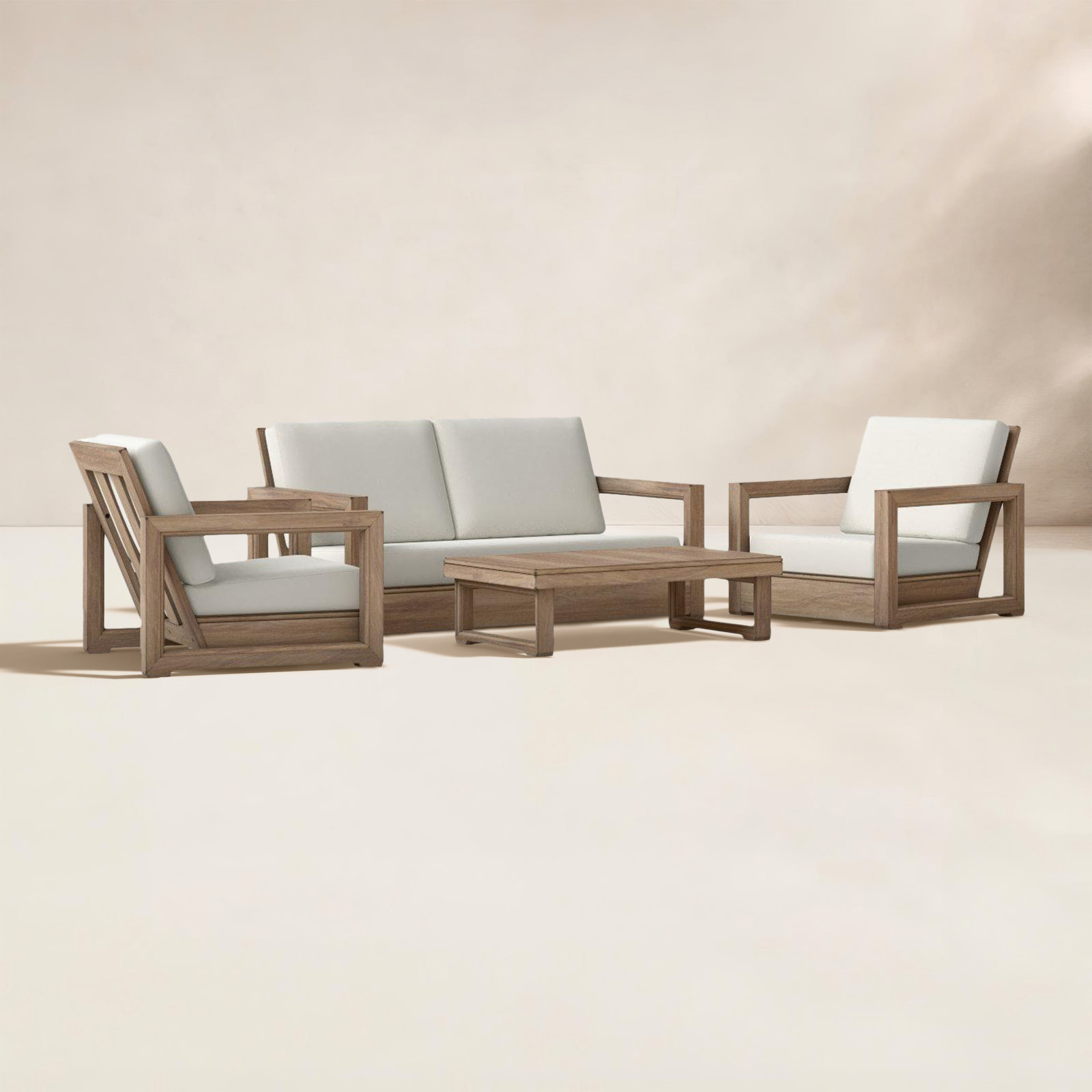 Donnie 4 Piece Sofa Seating Group with Cushions, Brown Wash