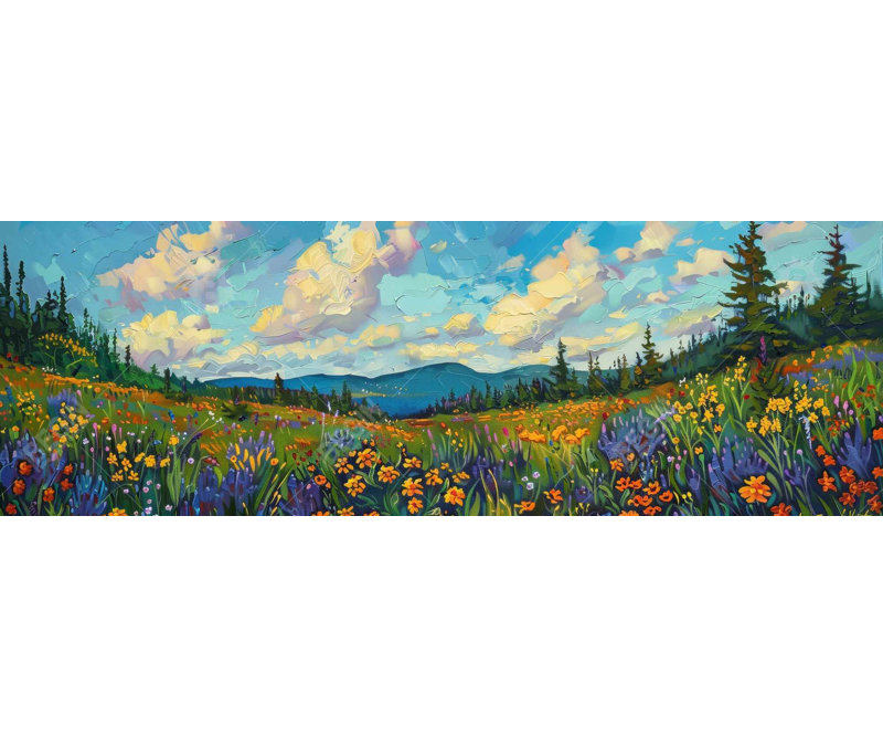 Art floral sur toile bleue | Art mural, H 48 po x l 16 po