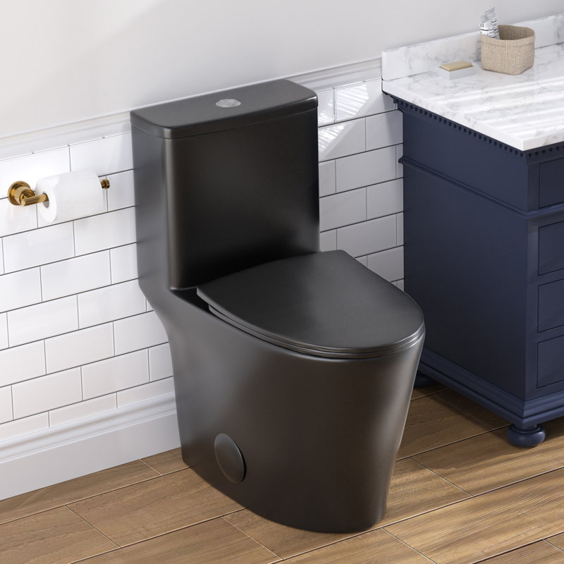 Toilette allongée une pièce avec siège confortable d'une hauteur de 17,3 po, chasse double puissance 0,8 / 1,28 GPF et carte 1000g