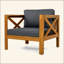 Fauteuil club d'extérieur en bois d'acacia avec coussins, ensemble de conversation-185837101-185837136