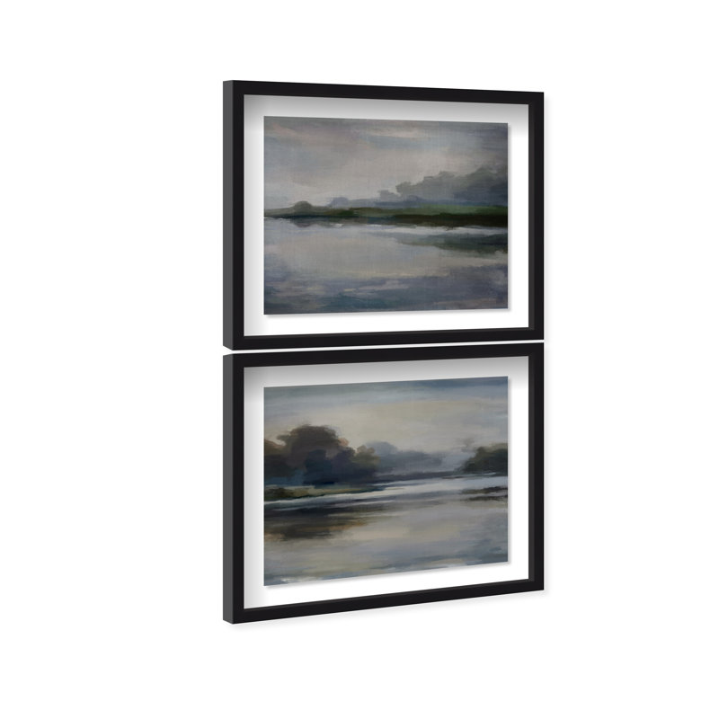 Ensemble de 2 impressions sous-cadre Chiaroscuro Waters, paysages et nature, par Oliver Gal, 17.5"H x 21.5"W Set of 2