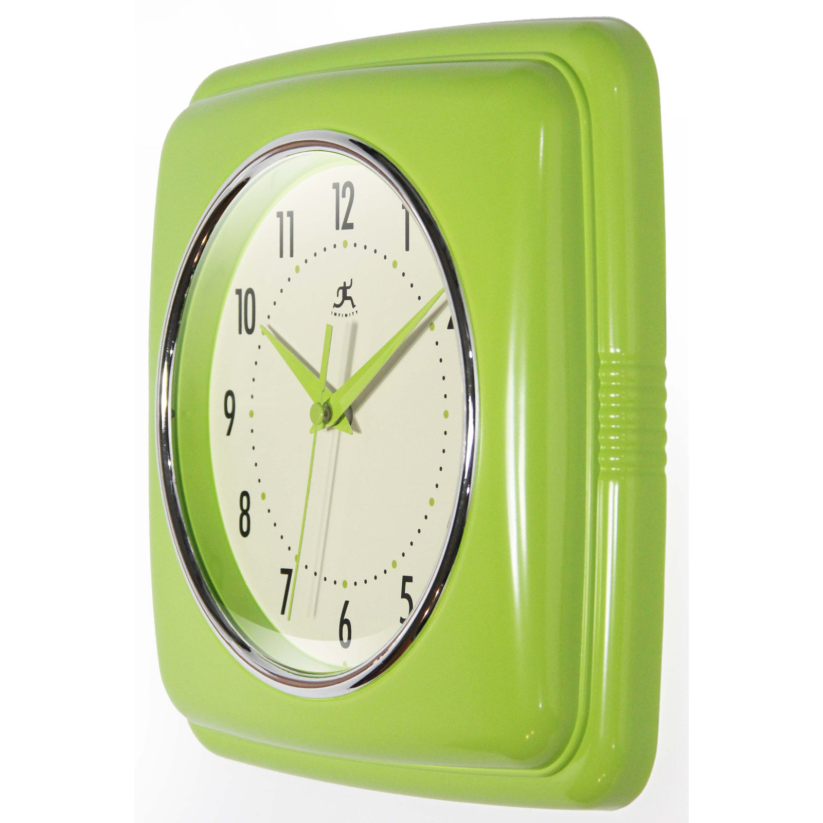Orrwell Square Plastic Wall Clock 9.25 Inches, Apple Green