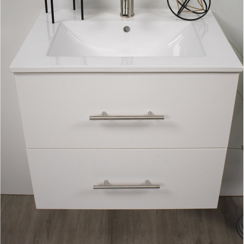 Ensemble de meuble-lavabo mural simple 30 po Agustiniano, Blanc