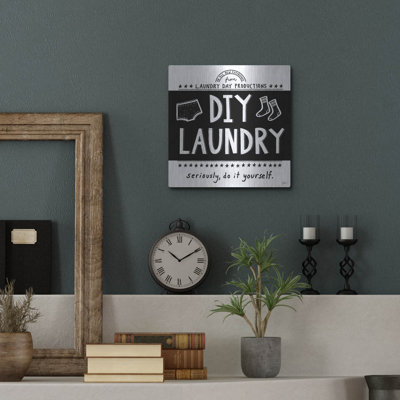 'Diy Laundry Bw' by Melissa Averinos Metal Wall Art
