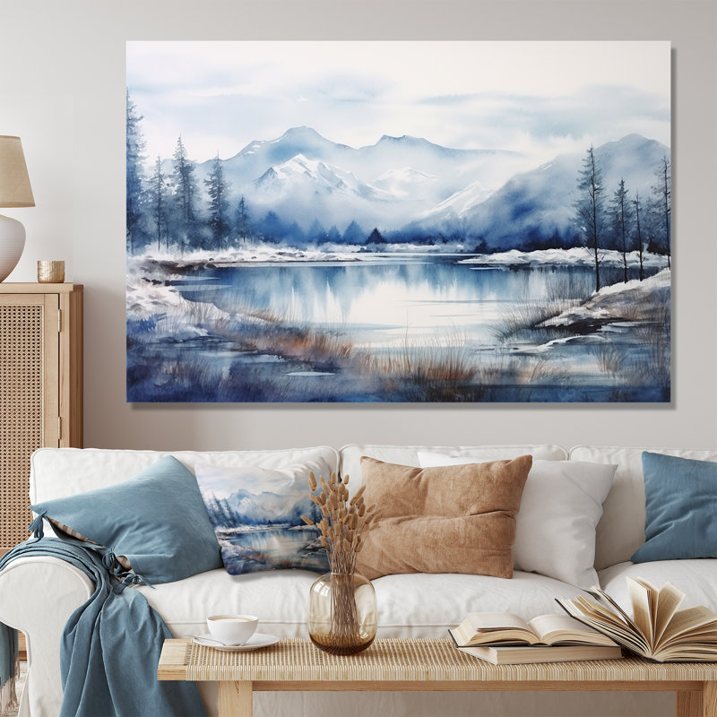 Sommet bleu et blanc, montagnes du Japon - Japon, art mural, Toile tendue, H 40 po x l 60 po x P 1,5 po