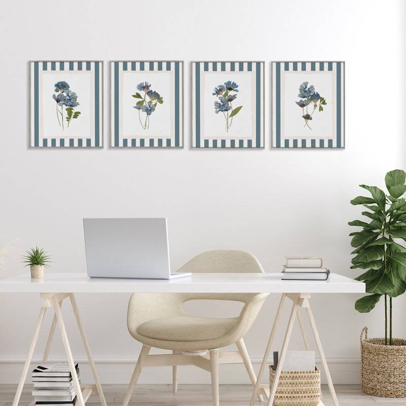 Ensemble de giclée encadrée 4 pièces Summer Memory Florals, design par Val Rhodes, H 14 po x l 11 po