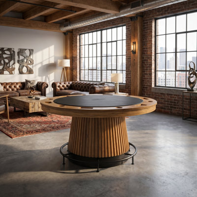 Walnut Prohibition 60" Poker Table with Footrail