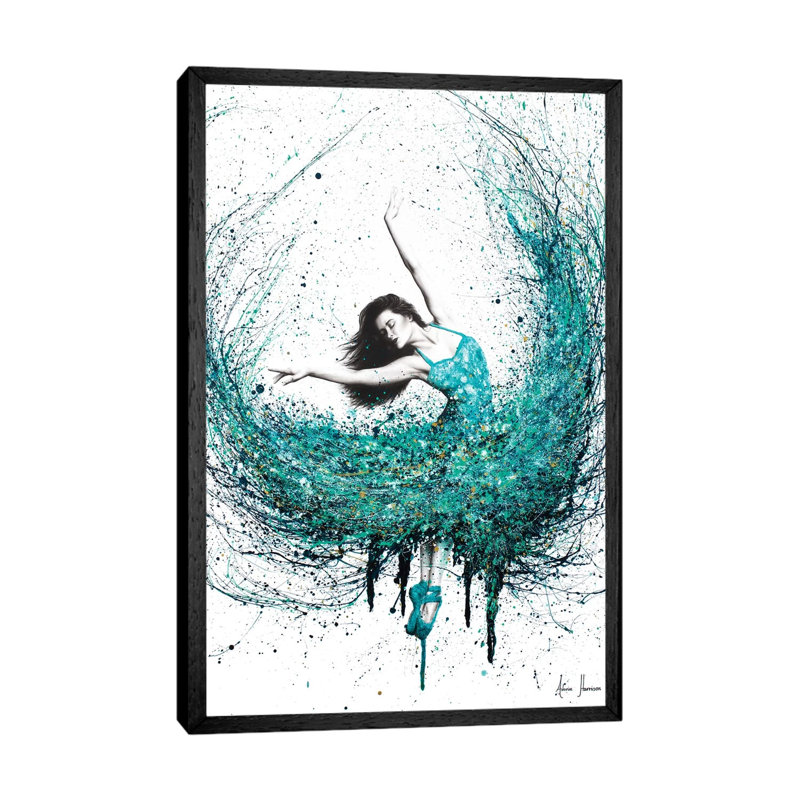 Jade Ballet by Ashvin Harrison - Print on Canvas, 101.6 cm H x 66.04 cm W, Black Framed