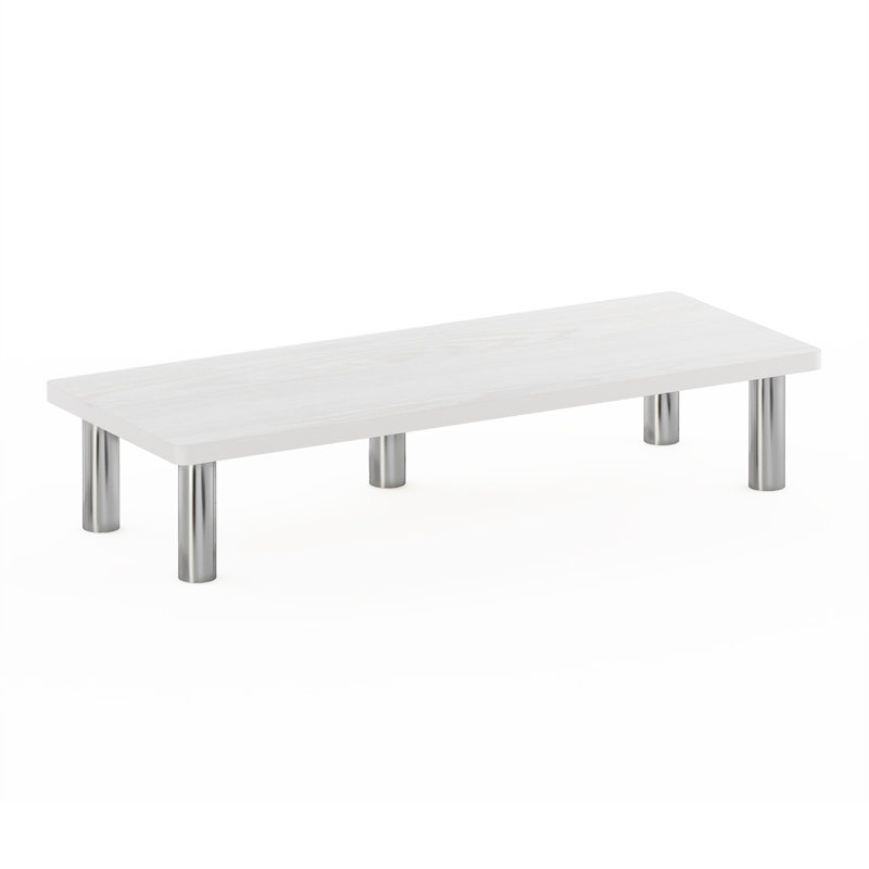 Thirza Wood Monitor Stand, White Oak/Stainless Steel