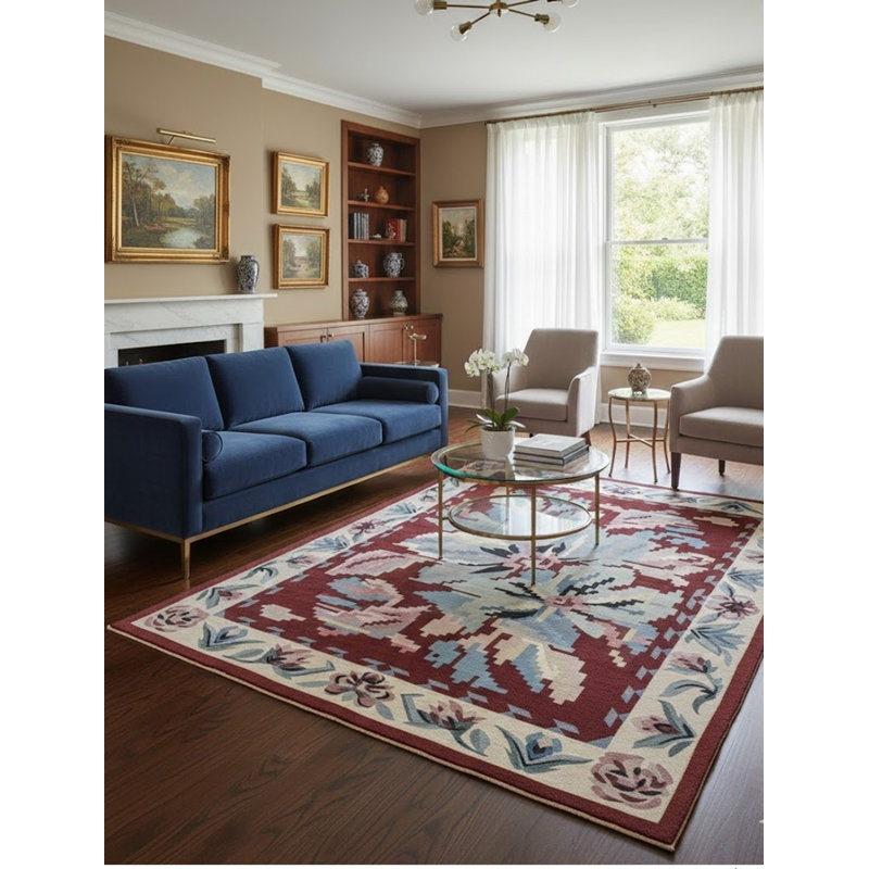 Tapis chinois rouge Dhurrie 8X10