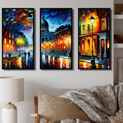 «Colorful Montreal City II - Cityscapes», ensemble d'art mural sur toile
