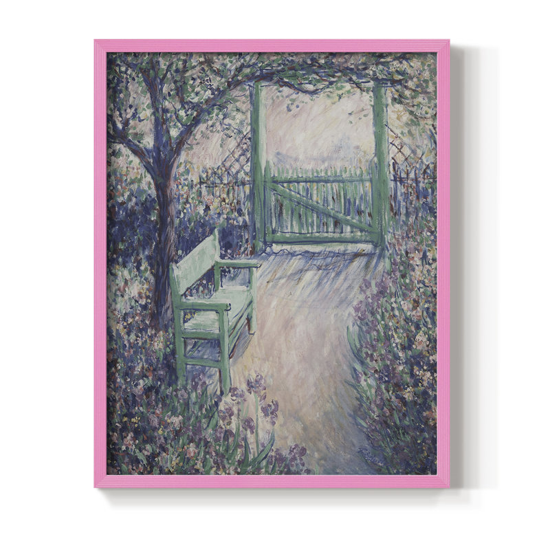 Vintage Floral Print CLVI Framed Print - Solid Wood, 15" H x 12" W, Pink