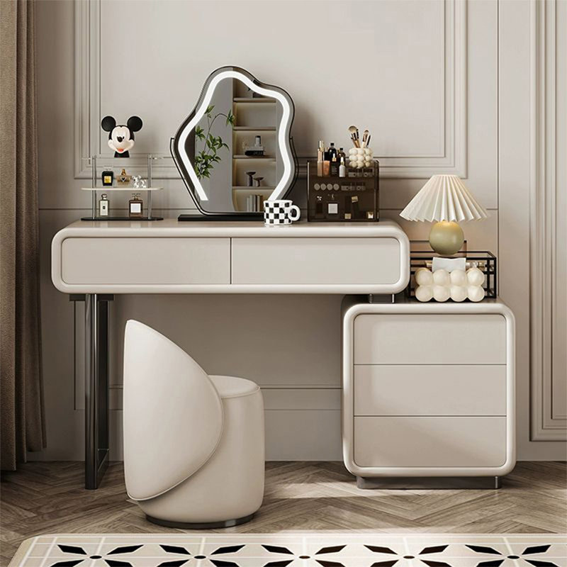 Coiffeuse avec miroir lumineux, 5 tiroirs, 1 chaise