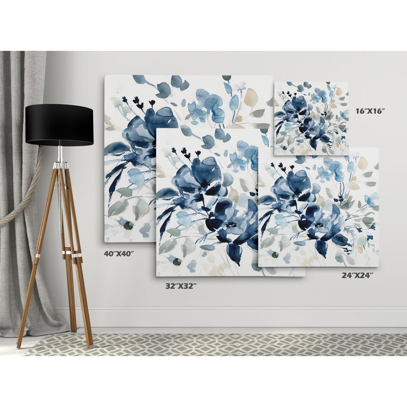 Arleane Indigo Garden II - Imprimé, H 24 po x l 24 po x P 1,5 po, Toile tendue