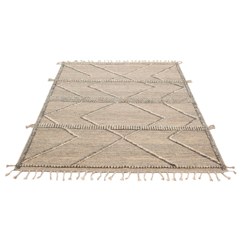 Tapis gris clair en laine noué à la main 8 pi 2 po x 10 pi 0 po Tanger