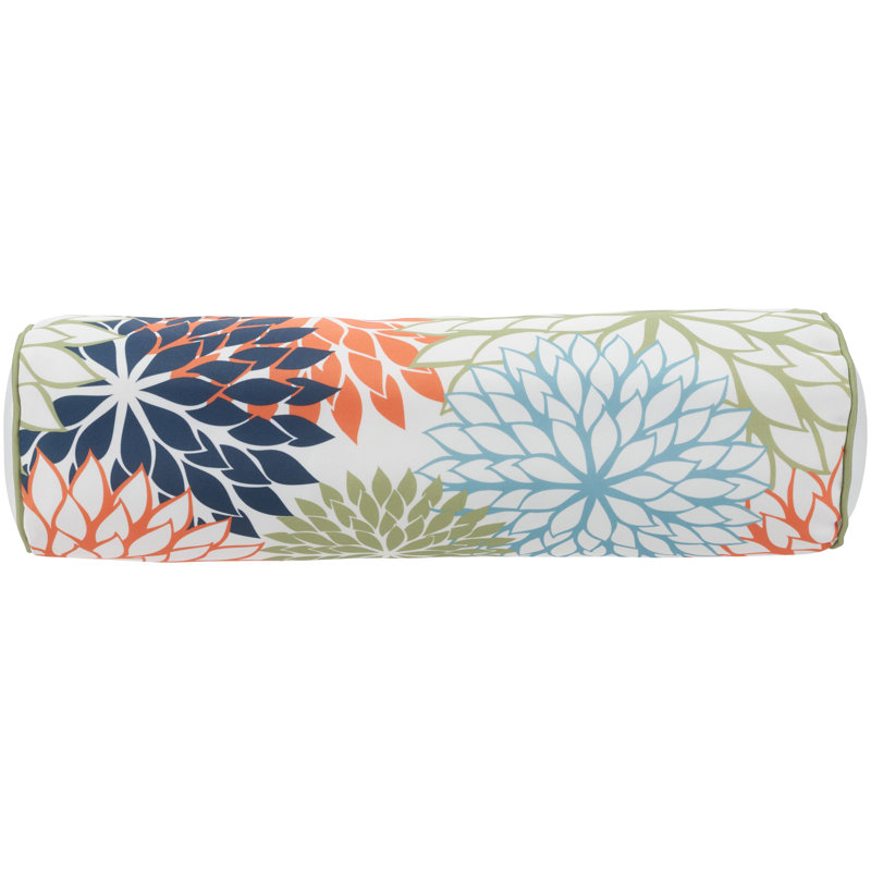 Angelis Bolster Indoor/Outdoor Pillow Cover & Insert, Orange/Green/Navy Blue