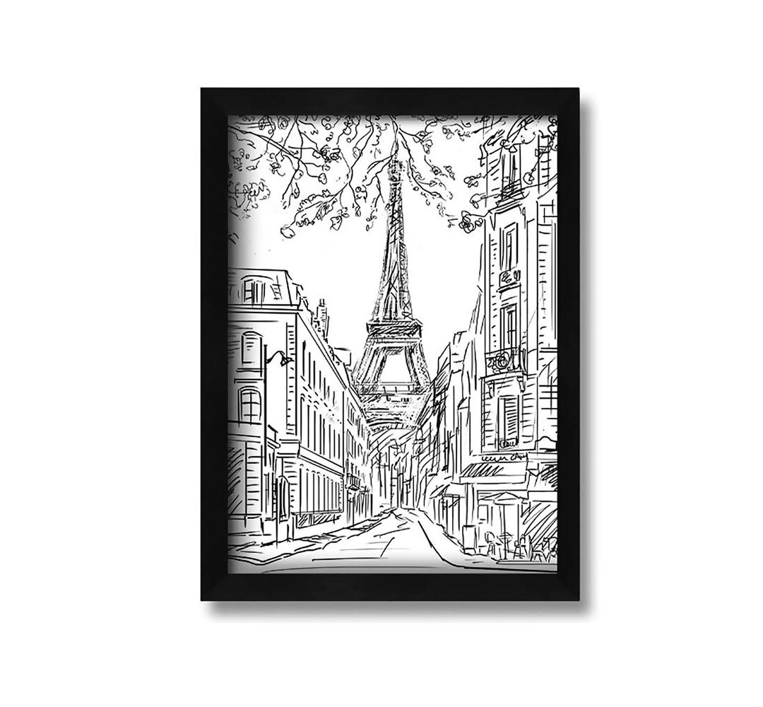 Gerahmtes Leinwandbild Eiffel Tower Streets 1 Framed Print