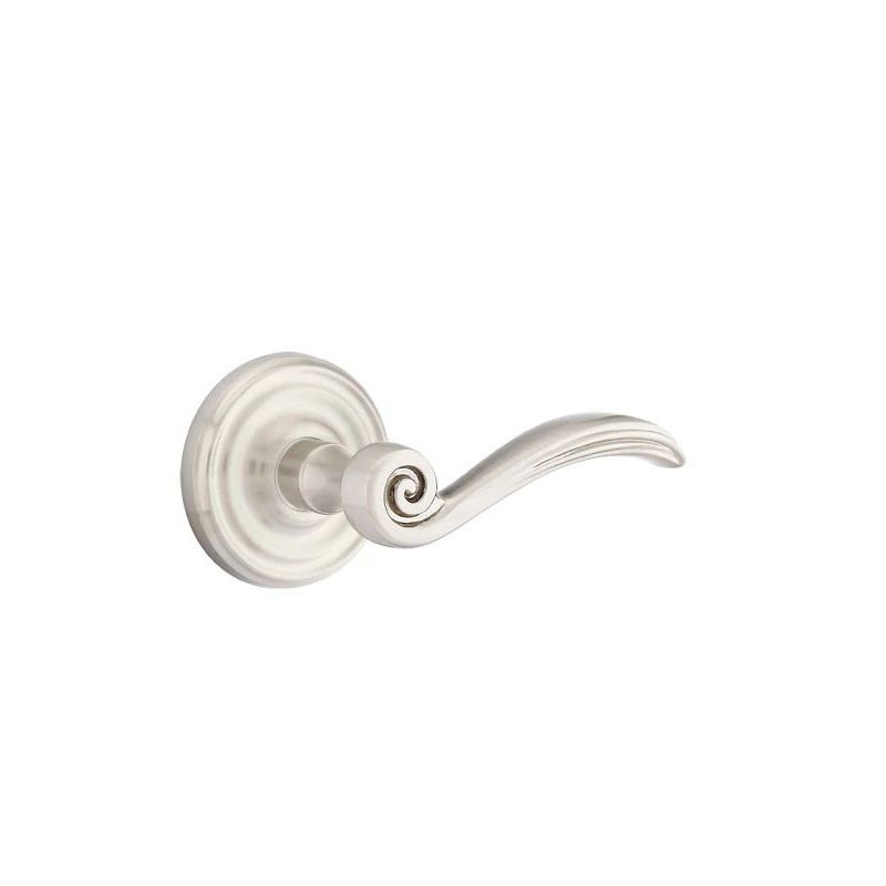 Mortaise intérieure Emtek Passage avec rosette régulière et levier Elan, Gauche, Nickel satiné