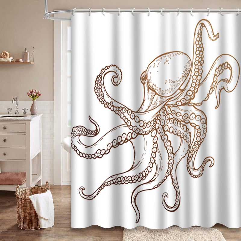 Rideau de douche avec 12 crochets Octopus, L 72 po x l 78 po