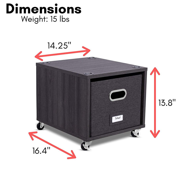 14.25'' Wide Mobile File Cabinet, Black