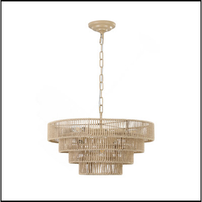 Hemp rope woven adjustable iron pendant lamp