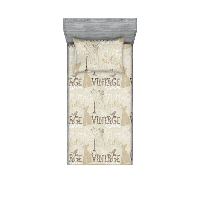 Drap-housse et taies décoratives Ambesonne, Ensemble de draps pour lit simple avec 1 taie d'or