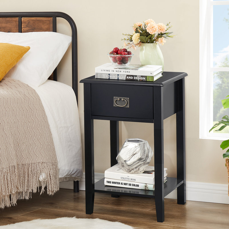 Miramontes 15.7'' W Nightstand, Black, Set of 2