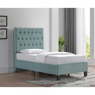 Blue Twin Upholstered Bed