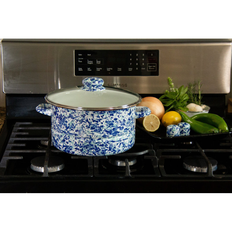 Golden Rabbit Ocean 6 Quarts Non-Stick Enamelware Stock Pot