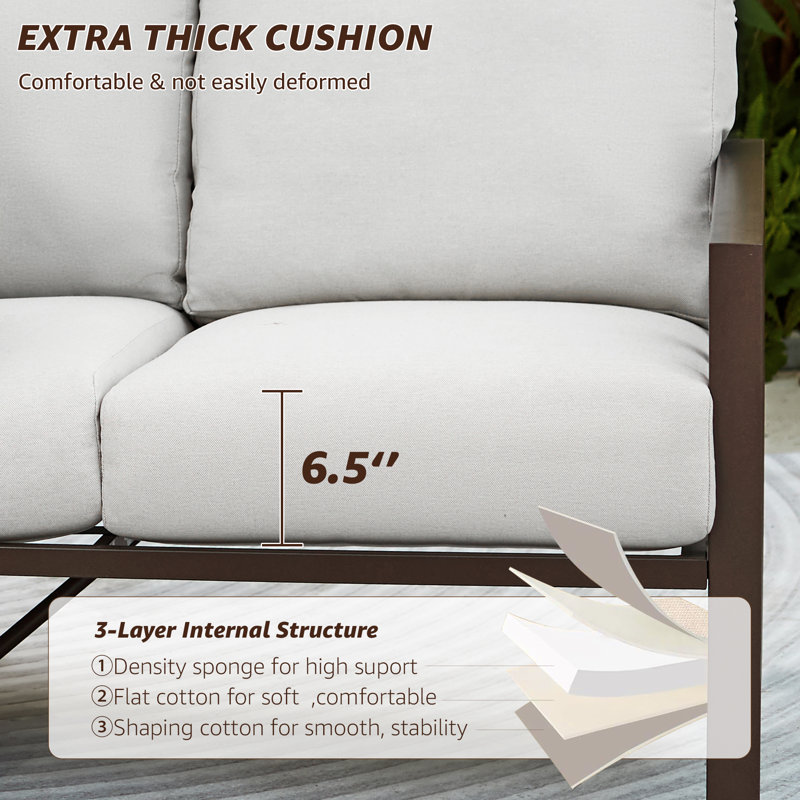 73" 3 - Person Patio Sofa With Thick Cushions