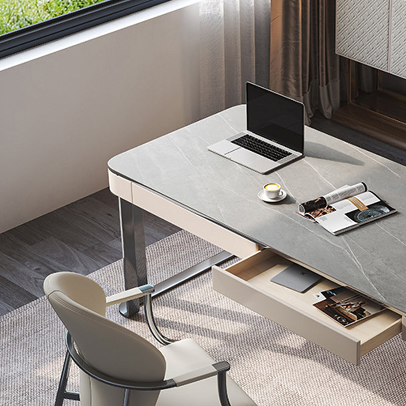 Bureau d'ordinateur Italian Slimal Design, Gris / Crème, H 29,52 po x l 62,99 po x P 23,62 po