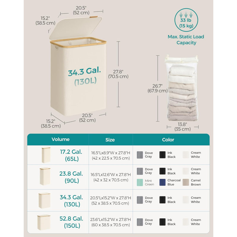 Cardboard, Faux Leather Laundry Room Organiser, Cream White