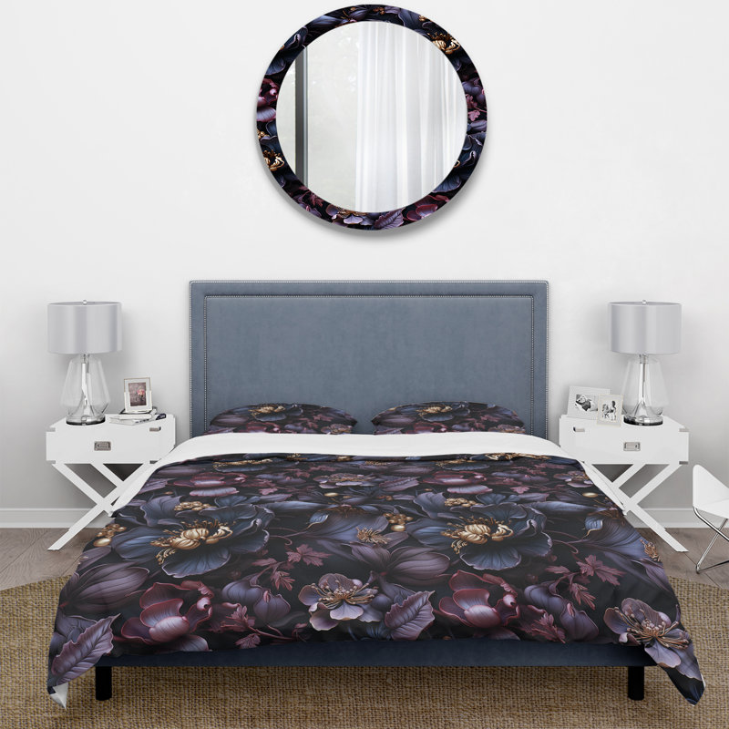 Ensemble de housse de couette à motif floral en microfibre Maithili Mystic Orchids Moody