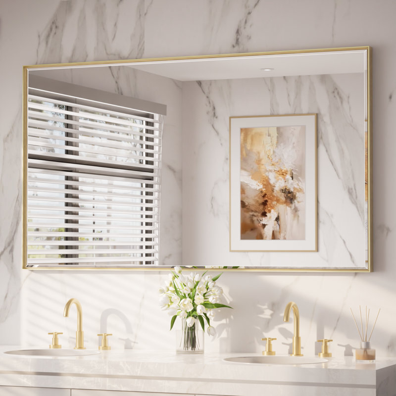 Miroir de salle de bain Areiona, 36 po x 60 po, Or brossé