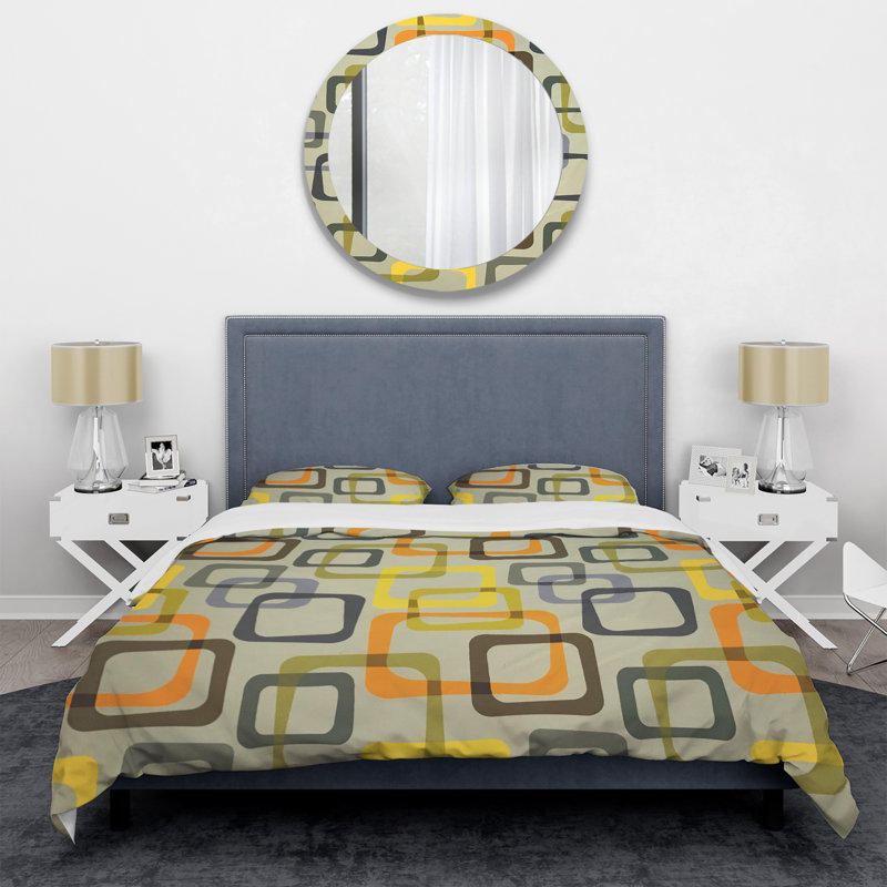  Ensemble de housse de couette moderne et contemporaine en microfibre jaune, Housse simple + 1 taie décorative
