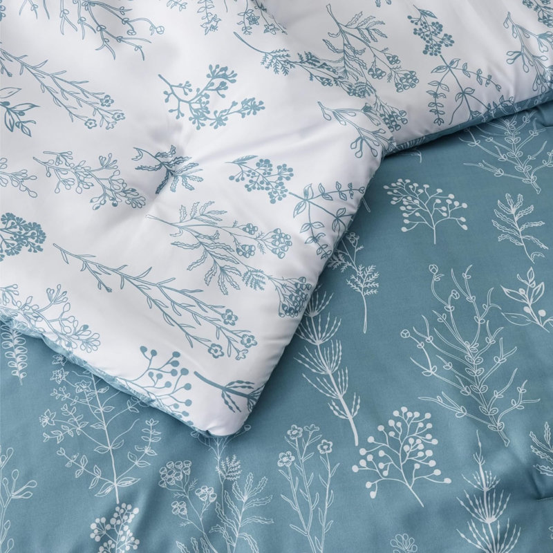 Ensemble d'édredon pour grand lit - édredon, ensembles d'édredon à motif floral mignon, 3 pièces, 1 édredon réversible doux à fleurs botaniques et 2 taies décoratives