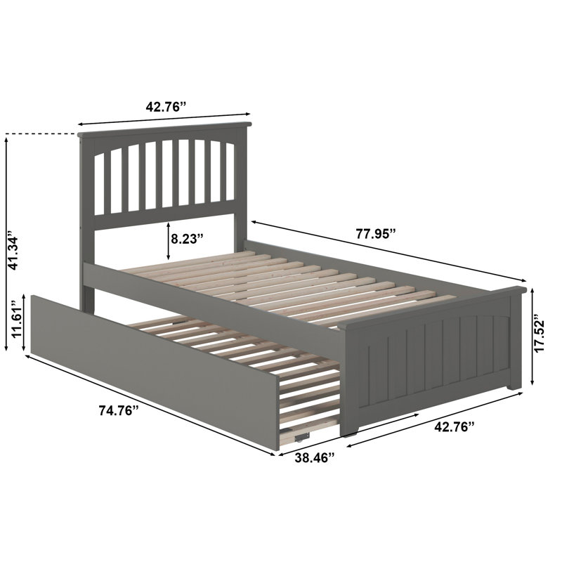 Huntsville Solid Wood Platform Bed with Matching Footboard and Roll Out Trundle