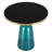 19" Round Side End Table Glass/Sintered Stone Top With Brushed Gold Rim And Tempered Glass Base-109375855-125120047