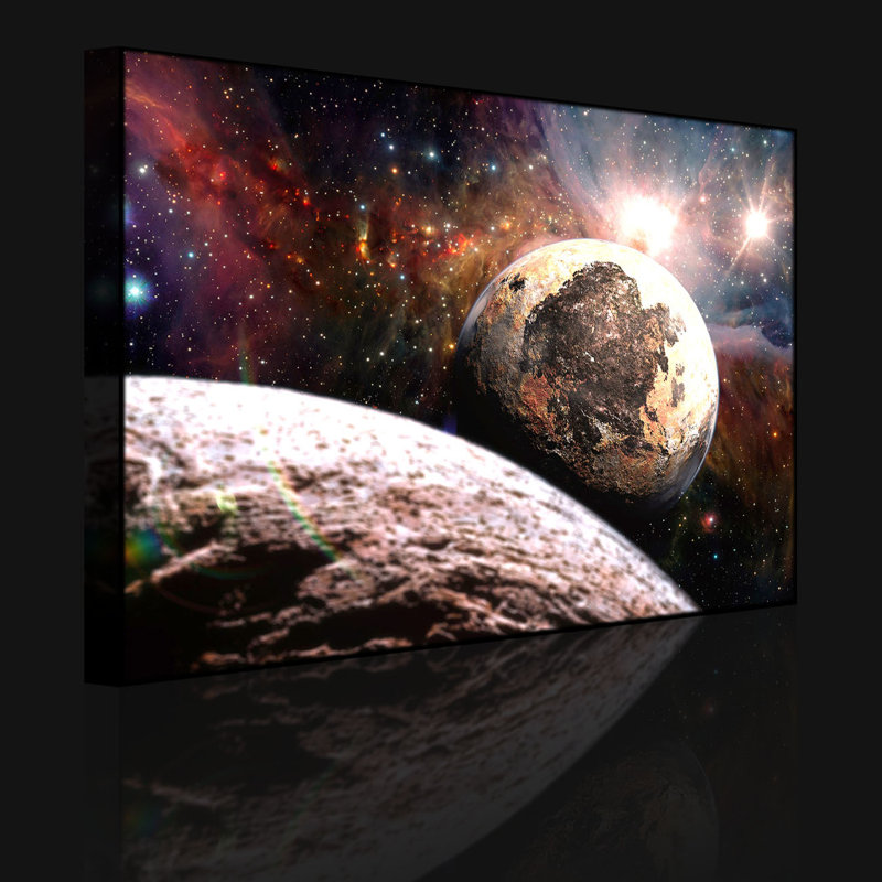 Alien Planets In Space by No - Wrapped Canvas Print, Without lighting, 70cm H x 100cm W x 4.5cm D